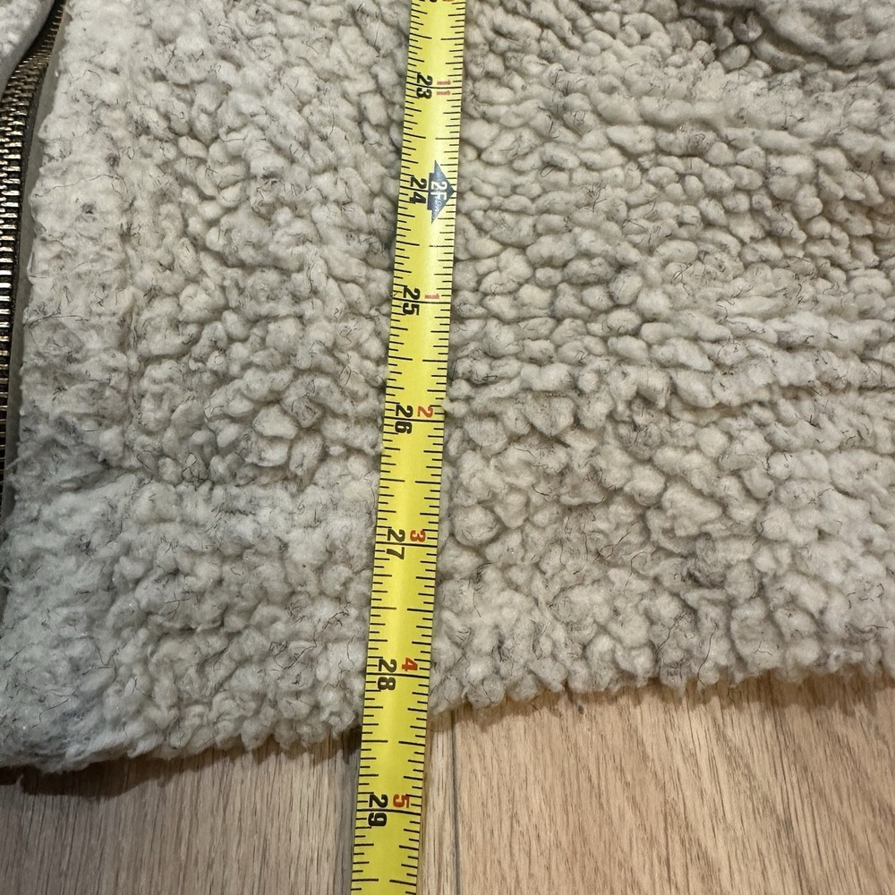 Free People Rivington Sherpa Jacket Women's Sz M White Green Full Zip Flaw - Picture 5 of 10
